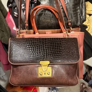 Bally Brown and Black Croc-Embossed Crossbody